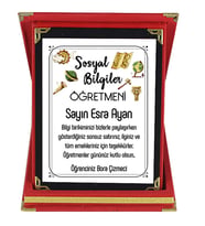 Sosyal Bilgiler Öğretmenine Hediye İsim Baskılı Plaket - Öğretmenler Günü Hediyesi (Kırmızı)