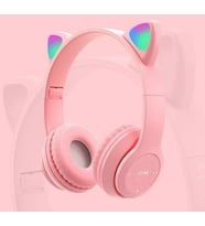 P47m Kulaklık Bluetooth Kulaklık Kulaklık Kablosuz Kedi Kulak Gürültü Önleyici Kulaklıklar Stereo Katlanabilir Spor Kulaklık Mikrofonlu Kulaklık Pembe