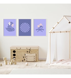 Leylaklar Duvar Tablosu Çerçeveli 3'lü Set Beyaz Renk 30 x 42 Boyut/Ebat