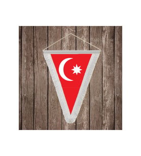 Osmanlı İmparatorluğu Beyaz Saçaklı Üçgen Flama Bayrak Hatıra Flama