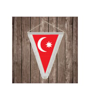 Osmanlı İmparatorluğu Beyaz Saçaklı Üçgen Flama Bayrak Hatıra Flama