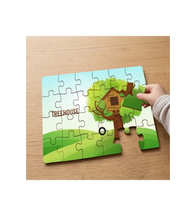 Ağaçın Üstündeki Kulube Tasarımlı 24 Parça Ahşap Çocuk Puzzle MPK0547