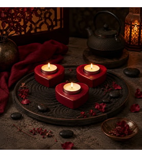 El Yapımı Dekoratif Kalp Mumluk Seti 3'lü Tealight Mumluk Masa Üstü Ev Dekoru Ev Aksesuarı