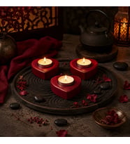 El Yapımı Dekoratif Kalp Mumluk Seti 3'lü Tealight Mumluk Masa Üstü Ev Dekoru Ev Aksesuarı
