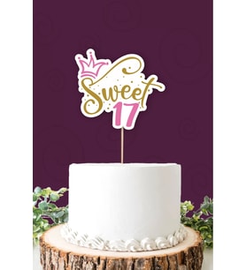 Sweet 17 pembe-gold Pasta Süsü *Kalın Kağıt