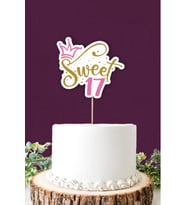 Sweet 17 pembe-gold Pasta Süsü *Kalın Kağıt