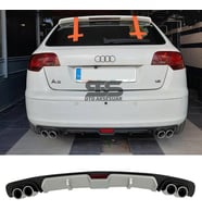 Audi A3 2003-2007 Difüzör Arka Tampon Eki 4 Egzoz Çıkışlı Gri