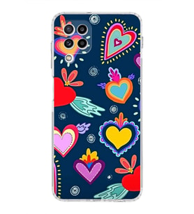 PrintiFy Samsung Galaxy M32 ile Uyumlu Retro Color 3  Kamera Korumalı Şeffaf  Kılıf