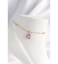 316L Çelik Gold Renk Renkli Zirkon Taşlı Kalp Halhal 5886 - HEP-3301-5221