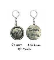 Game of Thrones Tarzı Çift Taraflı Unisex Anahtarlık – Efsanevi Sembollerle Sadakat Temalı Tasarım