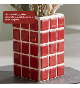 El Yapımı Mozaik Seramik Vazo Renkli Geometrik Desenli Vazo