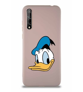 Huawei P Smart S Soft Premier Kapak Donald Duck-B Tasarımlı Silikon Kılıf - Pudra (Şeffaf)