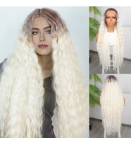Rus Kumralı Beyaz Platin Ombreli Fiber Sentetik Tül Peruk