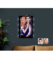 BK Gift Kişiye Özel Sevgililer Karikatürlü 3D Led Işıklı Ahşap Tablo-36