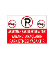 Apartmana Aittir Park Etmek Yasaktır Dekota Zeminli Levha (Çok Renkli)