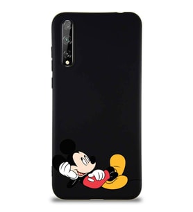 Huawei P Smart S Soft Premier Kapak Mickey Mouse-F Tasarımlı Silikon Kılıf - Siyah (Şeffaf)
