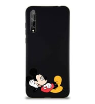 Huawei P Smart S Soft Premier Kapak Mickey Mouse-F Tasarımlı Silikon Kılıf - Siyah (Şeffaf)