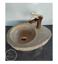 Traverten Batarya Çıkışlı Mini Kütük Lavabo