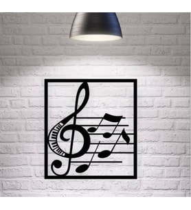 Siyah Ahşap Sol Anahtarı Nota 50cm X 55cm Tablo Duvar Dekoru 3mm Mdf Lazer Kesim