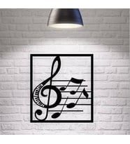 Siyah Ahşap Sol Anahtarı Nota 50cm X 55cm Tablo Duvar Dekoru 3mm Mdf Lazer Kesim