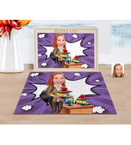 BK Gift Kişiye Özel Kadın Öğretmen Karikatürlü 1000 Parça Profesyonel Puzzle-4