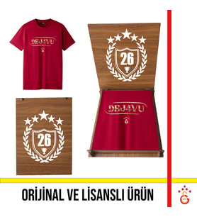 Galatasaray Lisanslı 26 Şampiyonluk Dejavu Kırmızı T-shirt 26 Şampiyonluk Ahşap Kutulu