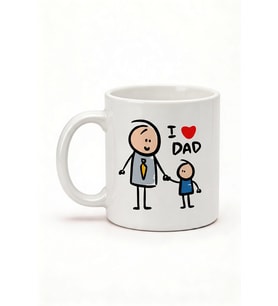 Babaya Özel I Love Dad Yazılı Kupa Bardak - Komik Tasarım Baskılı Seramik Hediye Kupa Bardak