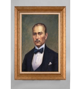 Altın Varaklı Paspartulu Çerçeveli Atatürk Tablo nt780