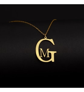 Kişiye Özel 925 Ayar Gümüş Çift Harf Kolye (Gold)