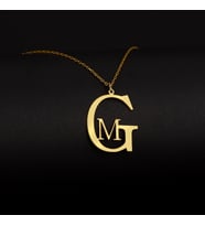 Kişiye Özel 925 Ayar Gümüş Çift Harf Kolye (Gold)
