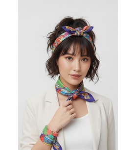 İkigai City Serisi Amsterdam Özel Tasarım El Çizim Renkli Çok Fonksiyonlu Renkli Kare 45X45 Bandana