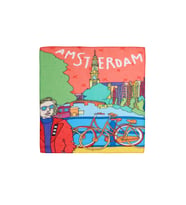 İkigai City Serisi Amsterdam Özel Tasarım El Çizim Renkli Çok Fonksiyonlu Renkli Kare 45X45 Bandana