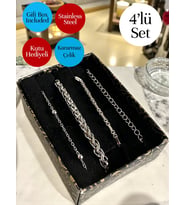 thal Zincir Çelik Bileklik Seti Kararmaz Özel Kutulu - 4'lü Set