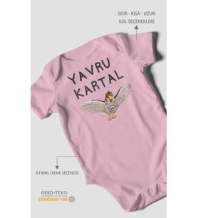 Yavru Kartal Baskılı Bebek Zıbını – Çıtçıtlı Body  %100 Pamuk Kısa Kol