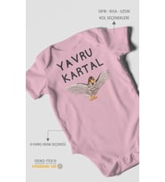 Yavru Kartal Baskılı Bebek Zıbını – Çıtçıtlı Body  %100 Pamuk Kısa Kol (Koyu Pembe)
