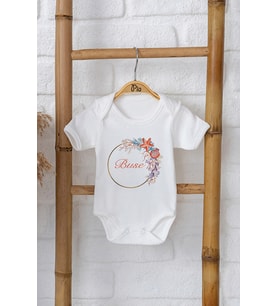 Pia Baby Premium %100 Pamuk İsme Özel Organik Baskılı Çıtçıtlı Bebek Body Zıbın Modelleri 5031-16 (Ekru)