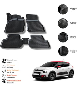 Citroen C3 2015 3D Havuzlu Paspas OTL