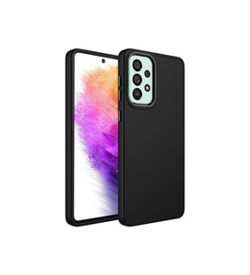 Samsung Galaxy A73 Uyumlu Kılıf Metal Çerçeve ve Buton Tasarımlı Silikon Zore Luna Kapak (Siyah)
