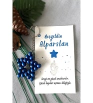 100 Adet Zincirli Ahşap Yıldız Anahtarlık Bebek Hediyeliği Fil & Balon Konsept 