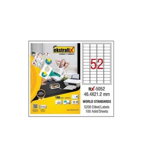 Ekstrafix Lazer Etiket 100 YP 46.4x21.2 Laser-Copy-Inkjet FİX-5052 (Beyaz)