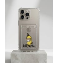 iPhone 15 Pro Max Boş Yapma Muz Detaylı Kart Bölmeli Şeffaf Telefon Kılıfı - SSSSSS7638-8173