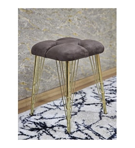 Kare Gold Kaplama Telli Ayaklı Tabure - Oturak - Bar Taburesi - Ayaklı Tabure Kahverengi Renk 48 x 33 Boyut/Ebat (Çok Renkli)
