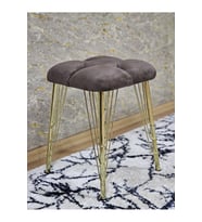 Kare Gold Kaplama Telli Ayaklı Tabure - Oturak - Bar Taburesi - Ayaklı Tabure Kahverengi Renk 48 x 33 Boyut/Ebat (Çok Renkli)