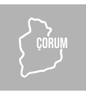 Çorum Harita Araba Sticker siyah 14x18 CM (Beyaz)