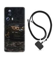 Xiaomi Mi 13 Lite Kılıf Silikon Boyun Askılı İpli Desenli Silikon Black Car 1768