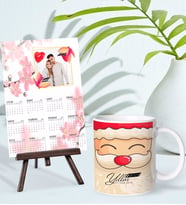 BK Gift Kişiye Özel Yılbaşı Tasarımlı Kupa Bardak ve 13x18cm Fotoğraf Kartlı Şövaleli 2024 Takvim Hediye Seti-36