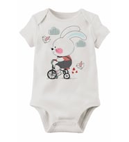 Unisex Bebek Beyaz Organik Baskılı Pamuklu Body