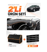FİAT EGEA SEDAN (2019-2026) TABLETLİ Uyumlu Torpido Örtüsü + Deri Bagaj Çantası Seti - Siyah Kahverengi