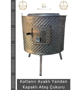 Premium Seri Taşınabilir Kuplu Katlanır Estetik Şık Isıya Dayanıklı Boyalı Ayaklı Siyah Ateş Çukuru