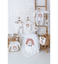 Pia Baby Premium Kız Bebek Hediyesi Hastane Çıkışı 10 Parça İsim Baskılı Set 5036-01 (Krem)
